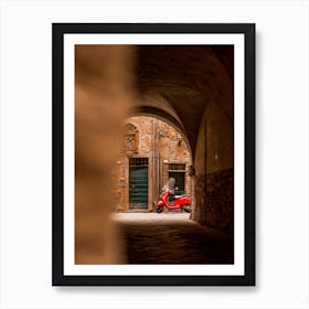 Red Vespa In Lucca Tuscany Art Print