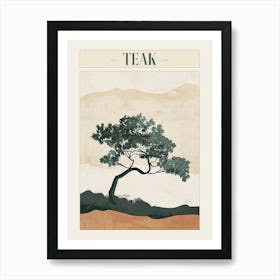 Teak Tree Minimal Japandi Illustration 2 Poster Art Print