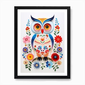 Scandinavian Bird Illustration Snowy Owl 2 Art Print