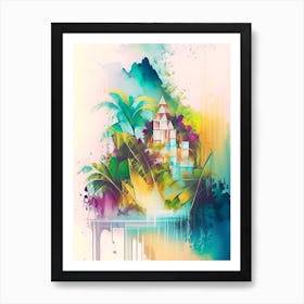 Belize Watercolour Pastel Tropical Destination Art Print