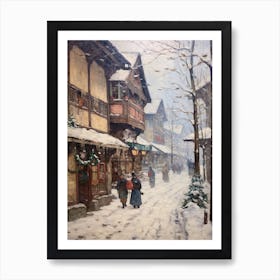 Vintage Winter Painting Leavenworth Washington Art Print