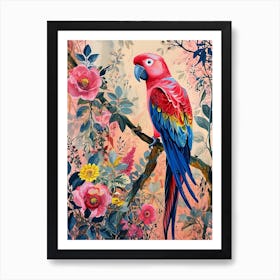 Floral Animal Painting Parrot 4 Art Print