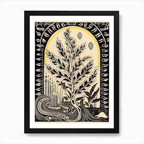 B&W Plant Illustration Zz Plant 3 Art Print