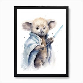 Baby Koala As A Jedi Watercolour 1 Art Print