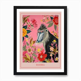 Floral Animal Painting Mandrill 2 Poster Art Print