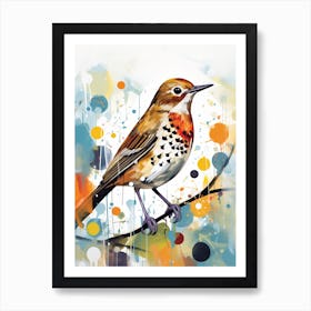 Bird Painting Collage Hermit Thrush 3 Art Print