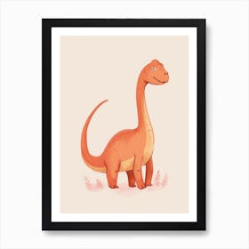 Cute Cartoon Therizinosaurus Dinosaur Watercolour 1 Art Print