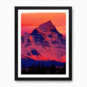 The Canadian Rockies Retro Sunset 3 Art Print