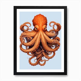Day Octopus Flat Illustration 3 Art Print
