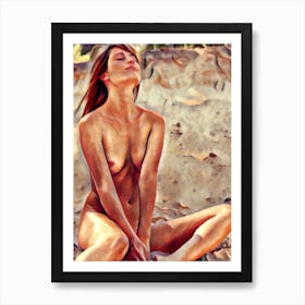 Nude Woman In The Sand Art Print