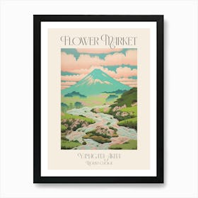 Flower Market Mount Chokai In Yamagata Akita Japanese Landscape 4 Poster Art Print
