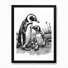 African Penguin Feeding Their Chicks 2 Art Print