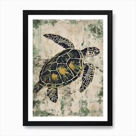 Vintage Sea Turtles Silkscreen Inspired 3 Art Print