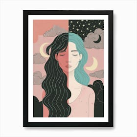 Moon And The Stars 1 Art Print