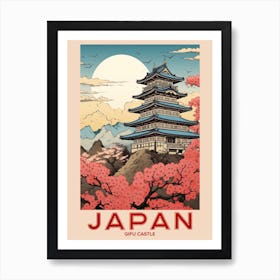 Gifu Castle, Visit Japan Vintage Travel Art 4 Art Print