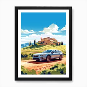 A Subaru Outback In The Tuscany Italy Illustration 4 Art Print