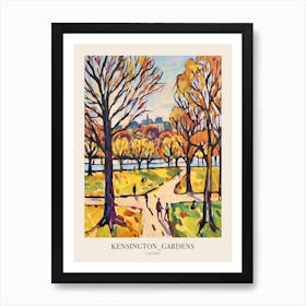 Autumn City Park Painting Kensington Gardens London 3 Poster Art Print