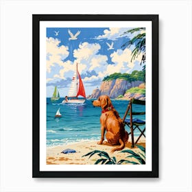 Dog On The Beach 3 Art Print