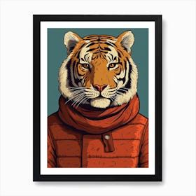 Tiger Illustrations Wearing A Turtleneck 4 Art Print