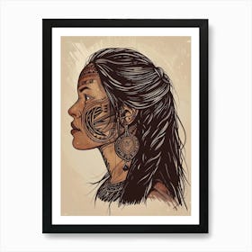 Portrait Of A Native American Woman Art Print