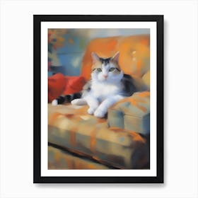 Cat On Couch 4 Art Print