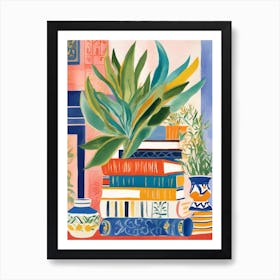 Books And Plants Art Print