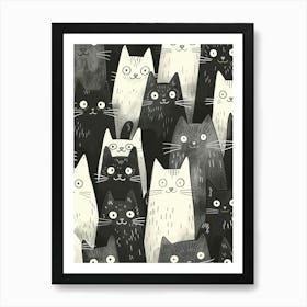 Perfectly Repeatable Artwork With Cute Cat Faces 33 Art Print