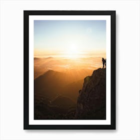 A Duo Of Lovers Embarking On A Scenic Sunset Climb To Crest A Majestic Mountain Peak Tango Between (2) Art Print