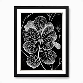 Wood Sorrel Leaf Linocut Art Print