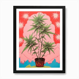 Pink And Red Plant Illustration Dracaena 1 Art Print