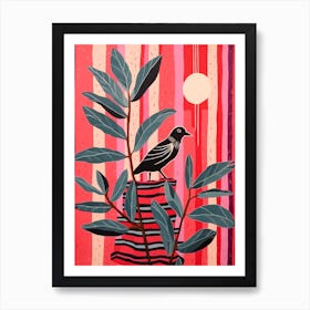 Pink And Red Plant Illustration Zz Plant 2 Art Print