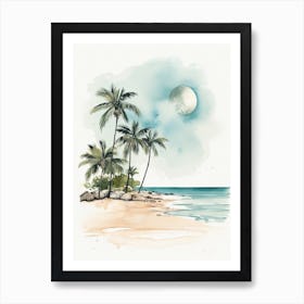 Watercolour Of Tulum Beach   Quintana Roo Mexico 3 Art Print