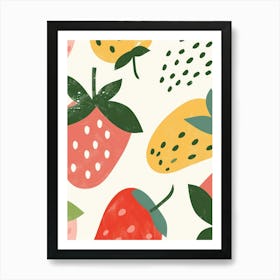 Strawberries Close Up Illustration 1 Art Print