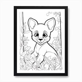 Line Art Jungle Animal Puma 3 Art Print