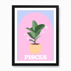 Botanical Star Sign Pisces Art Print