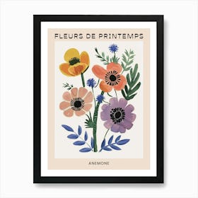 Spring Floral French Poster  Anemone 2 Art Print