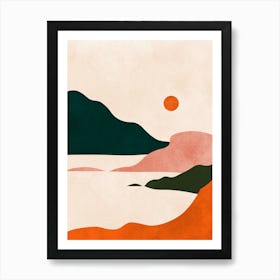 Watercolor sunset landscape 7 Art Print