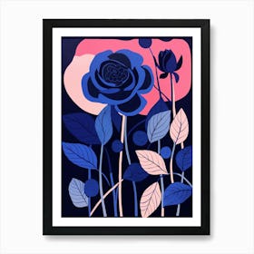 Blue Flower Illustration Rose 1 Art Print