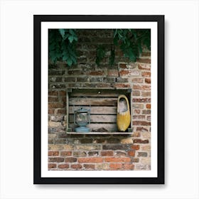 Old lamp & clog on the brick wall // The Netherlands // Travel Photography Art Print