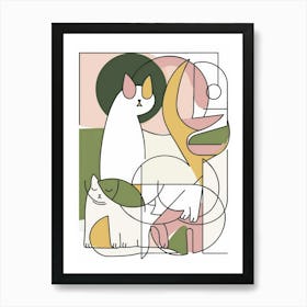 Abstract Cats Art Print