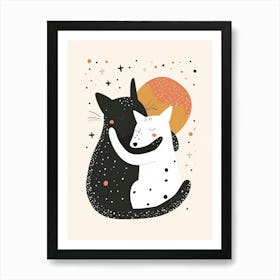 Cat And Dog Hugging Art Print