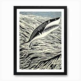 Ghost Shark Linocut Art Print