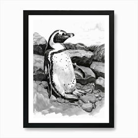 Emperor Penguin Sunbathing On Rocks 2 Art Print