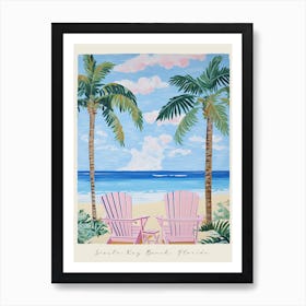 Poster Of Siesta Key Beach, Florida, Matisse And Rousseau Style 3 Art Print