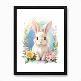 Beautiful Spring Floral Bunny Art Print