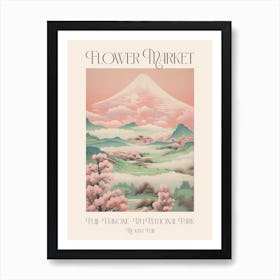 Flower Market Mount Fuji In Fuji Hakone Izu National Park, Japanese Landscape 1 Poster Art Print