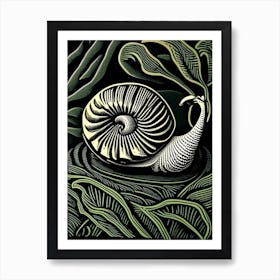Grove Snail  Linocut Art Print