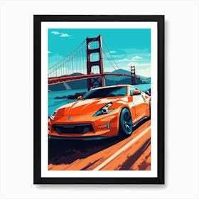 A Nissan Z In The Pacific Coast Highway Car Illustration 3 Art Print