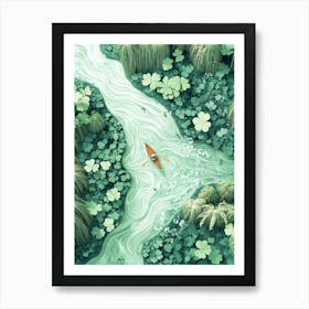 Canoe On A River Art Print