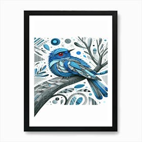 Mellow Blue Bird Art Print